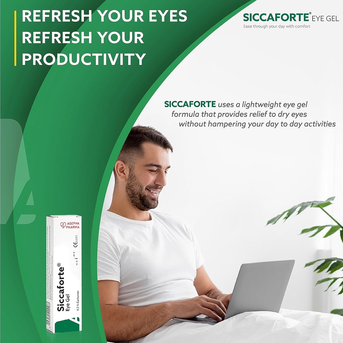 AGEPHA Siccaforte Eye Gel for Dry Eyes | Intensive Dry Eye Gel with Carbomer |Smooth, Moisturising and Healing for Fresh Eyes | Soothes Irritated and Sore Eyes | Suitable for Day Time Use (Pack of 1)