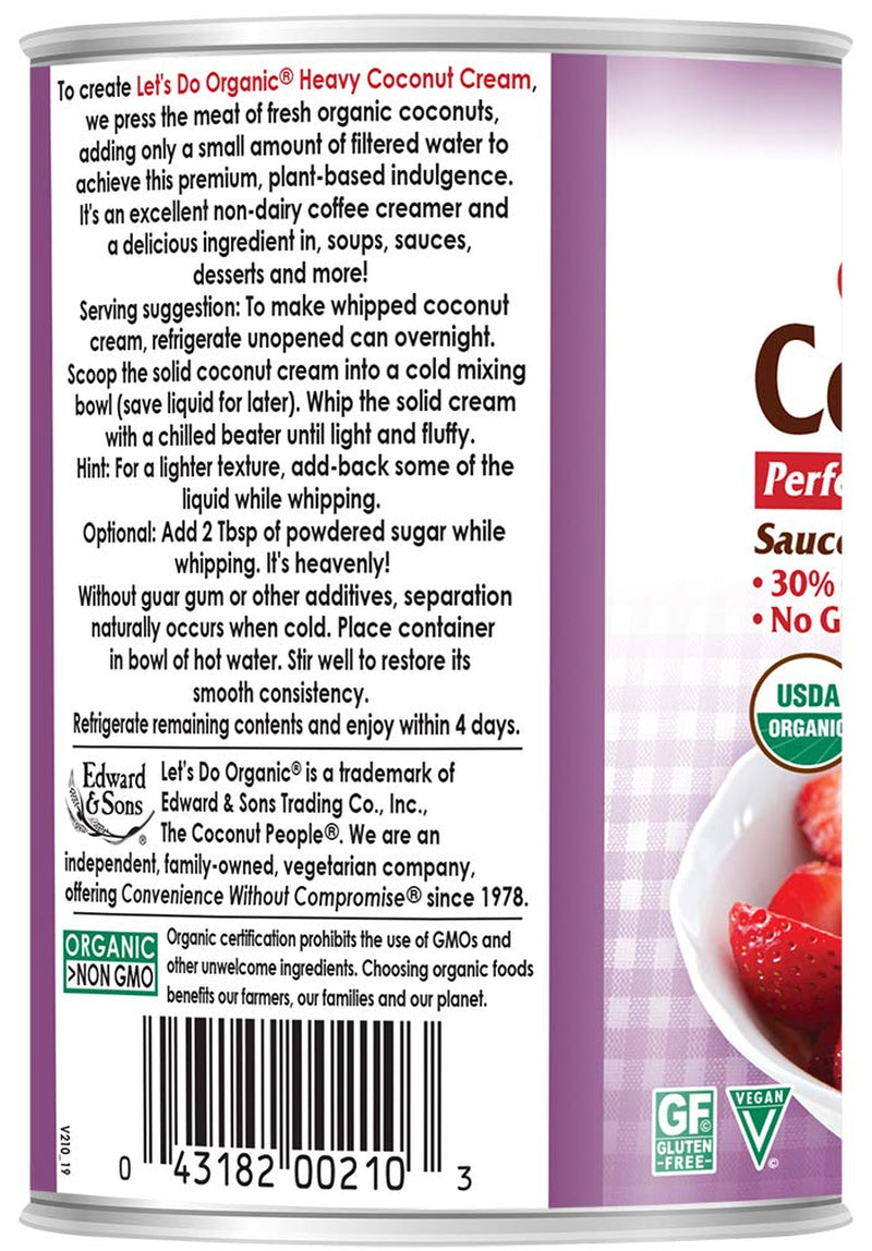 Let'S Do...Organic Heavy Coconut Cream, 13.5 Ounce Can, White