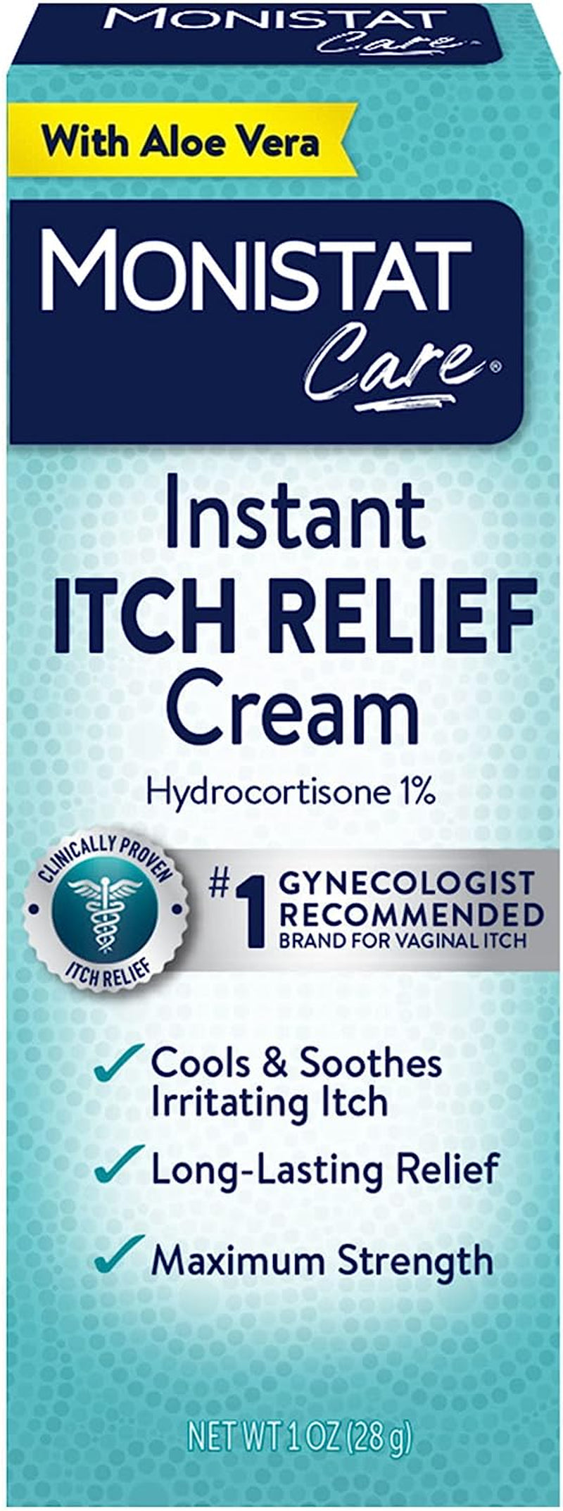 Monistat Care Instant Itch Relief Cream-Max Strength - Cools & Soothes, (Packaging May Vary), White, 1 Oz