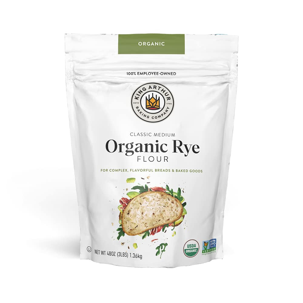 King Arthur Flour Organic Medium Rye Flour for Complex Flavorful Breads & Baked Goods, 100% Organic Non-Gmo Project Verified, 3 Pounds (Pack of 1)