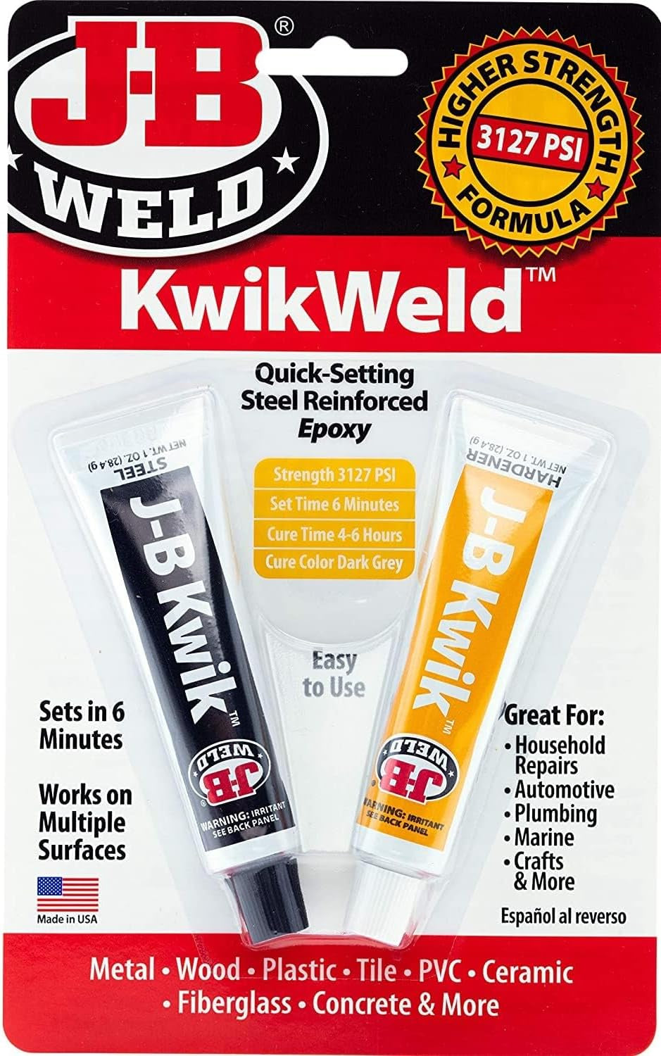 J-B Weld 8276 Kwikweld Quick Setting Steel Reinforced Epoxy - Dark Grey 2 Oz