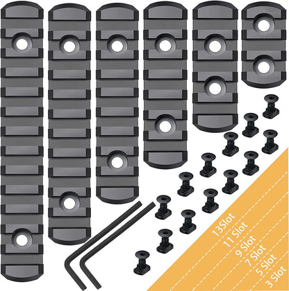 Pecawen Picatinny Rail Polymer Picatinny Accessory Rail Single Picatinny Rail, 3 5 7 9 11 13 Slots Black