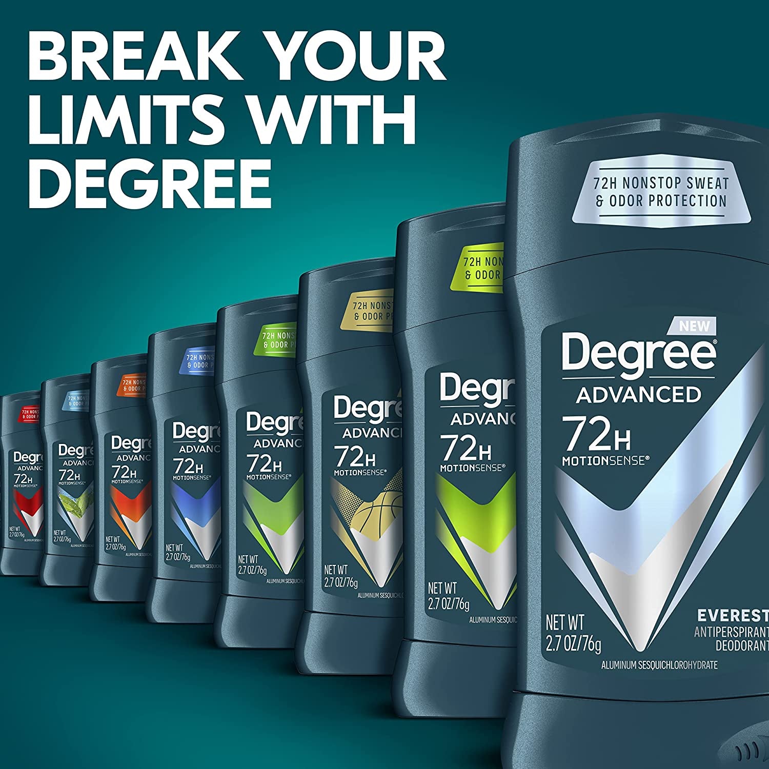 Degree Men Advanced 72H Antiperspirant Deodorant Everest, 2.7 Oz, 2 Count