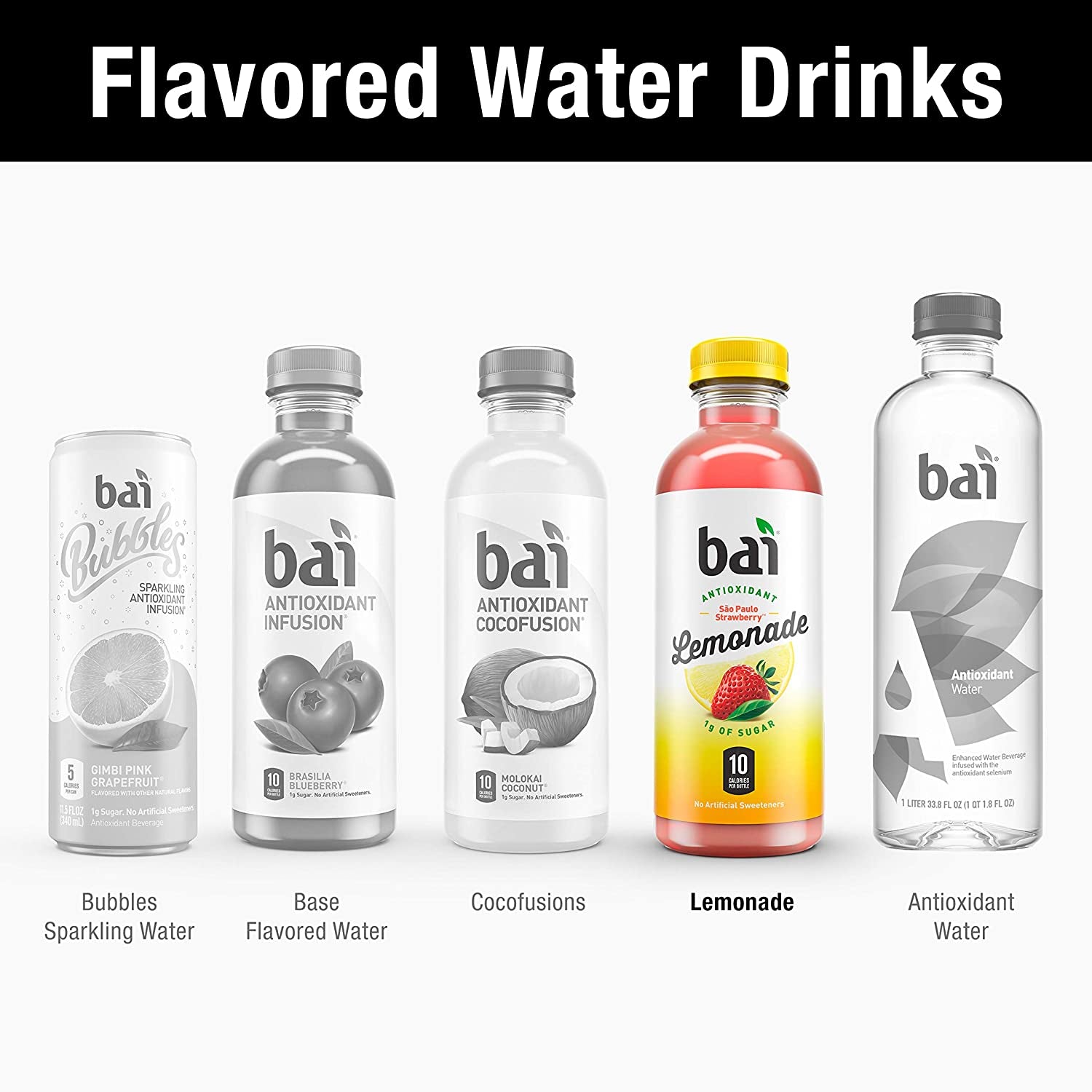 Bai Flavored Water, São Paulo Strawberry Lemonade, Antioxidant Infused Drinks, 18 Fl Oz (Pack of 12)