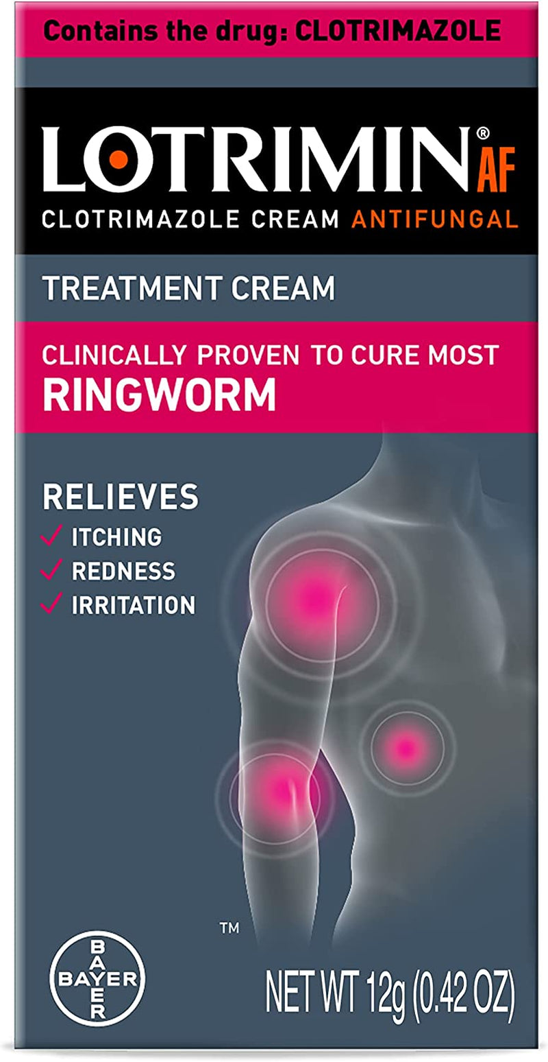 Lotrimin AF Ringworm Cream Clotrimazole 1% - Clinically Proven Effective Antifungal Cream Treatment of Most Ringworm, for Adults and Kids over 2 Years, .42 Ounce (12 Grams)