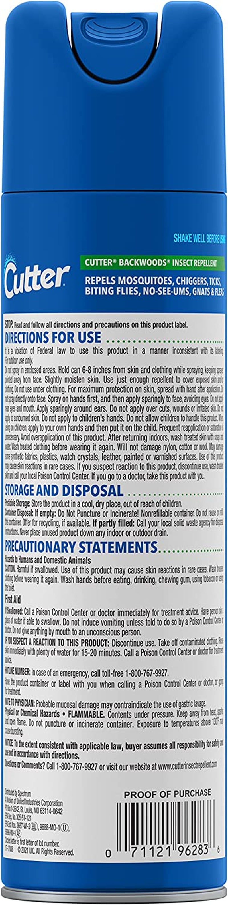 Cutter Backwoods Insect Repellent 11 Ounces, Aerosol, Repels up to 10 Hours