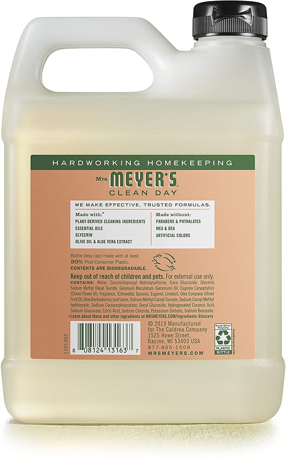 MRS. MEYER'S CLEAN DAY Hand Soap Refill, Made with Essential Oils, Biodegradable Formula, Geranium, 33 Fl. Oz