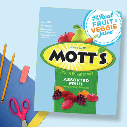 Mott'S Fruit Flavored Snacks, Assorted Fruit, Pouches, 0.8 Oz, 40 Ct