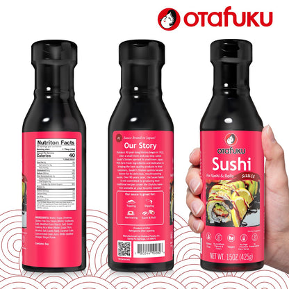 Otafuku Sushi Eel Sauce for Sushi Rolls, Japanese Unagi Sauce Gluten Free, 15 Oz