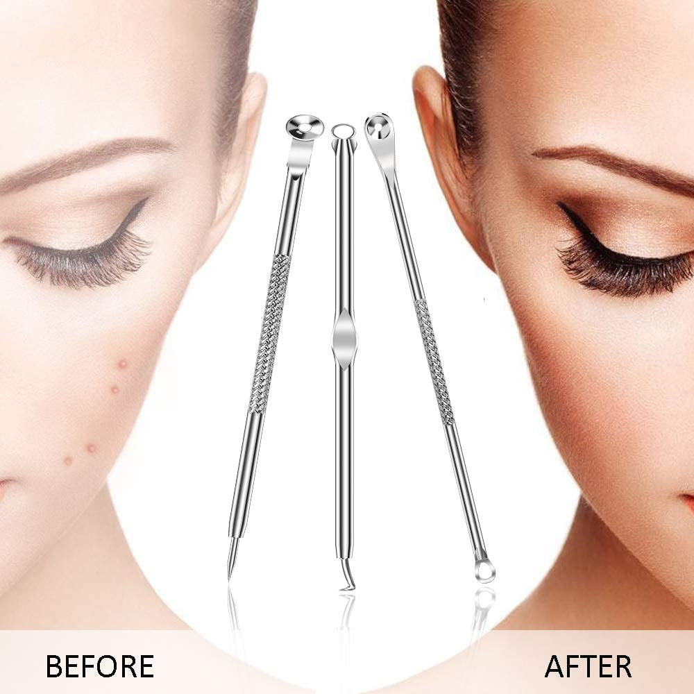 6PCS Dual Heads Blackhead Remover, Pimple Comedone Extractor, Acne Whitehead Blemish Removal Kit, Premium Stainless Steel, Risk Free for Face Skin, with Portable Box