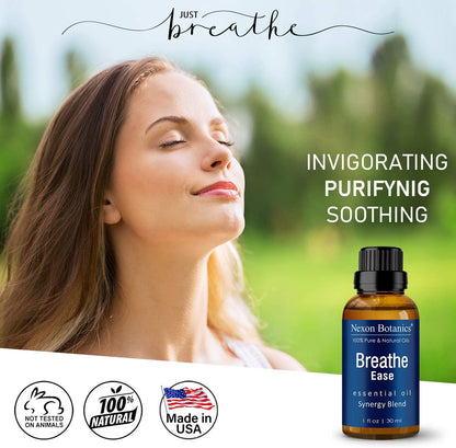 Breathe Essential Oil Blend 30 Ml - Breath Easy Essential Oil Sinus Relief - Breath Essential Oils for Humidifier - Essential Oil Breathe Easy - Essential Oil for Diffuser - Nexon Botanics