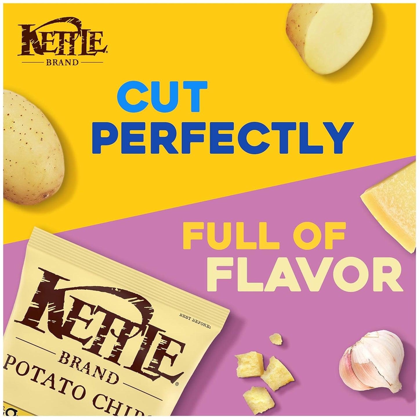 Kettle Brand Potato Chips, Parmesan Garlic Kettle Chips, 7.5 Oz