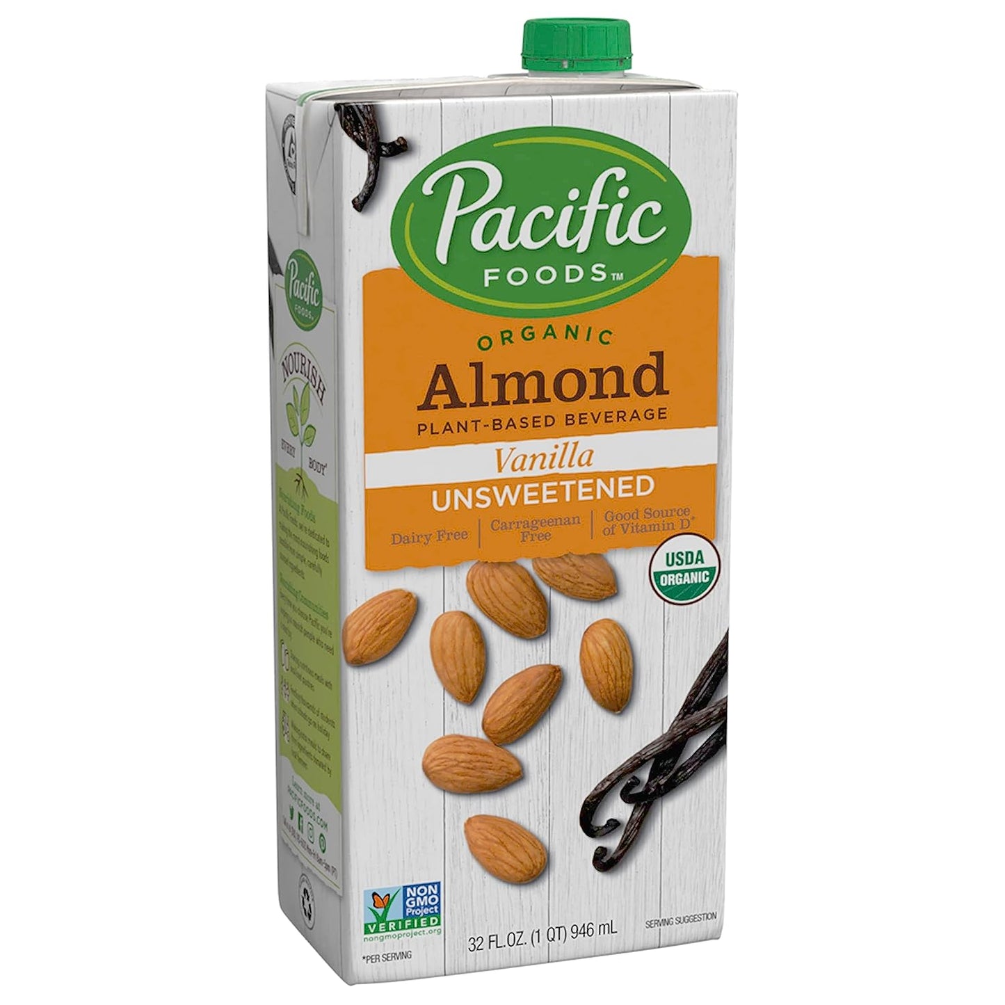 Organic Unsweetened Almond Vanilla Plant-Based Beverage, 32Oz