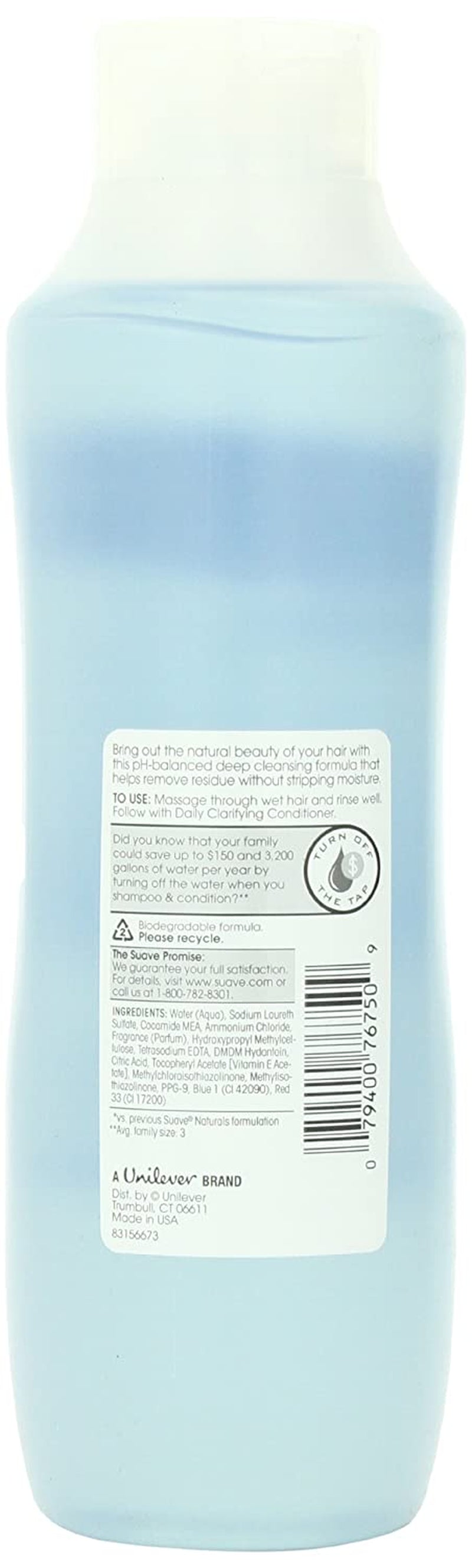 Suave Essentials Formerly Naturals Shampoo, Daily Clarifying - 22.5Oz.