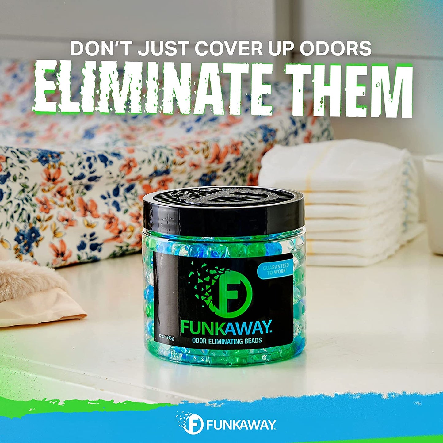 Funkaway Odor Eliminating Beads, 12 Oz., Supercharged Odor Absorbing Beads for the House, Car or Gym, Eliminate Smoke, Pet and Bathroom Odors for Long-Lasting Results