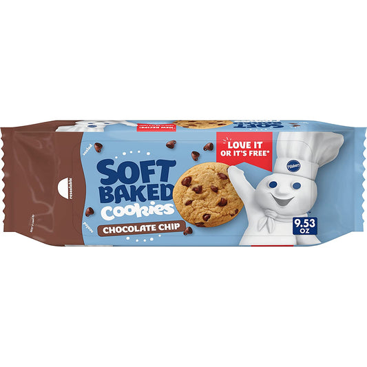 Pillsbury Soft Baked Cookies, Chocolate Chip, 9.53 Oz, 18 Ct