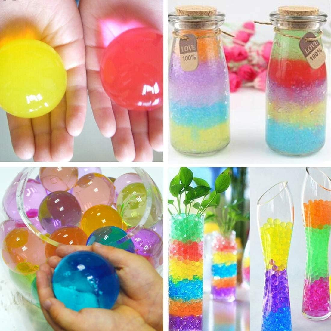 1000PCS Large Water Beads for Kids No Toxic, Jumbo Sensory Water Gel Beads Rainbow Mix Jelly Pearls for Vase Filler, Wedding and Home Decoration