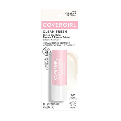 COVERGIRL Clean Fresh Tinted Lip Balm, Clear as Crystal, 0.14 Oz