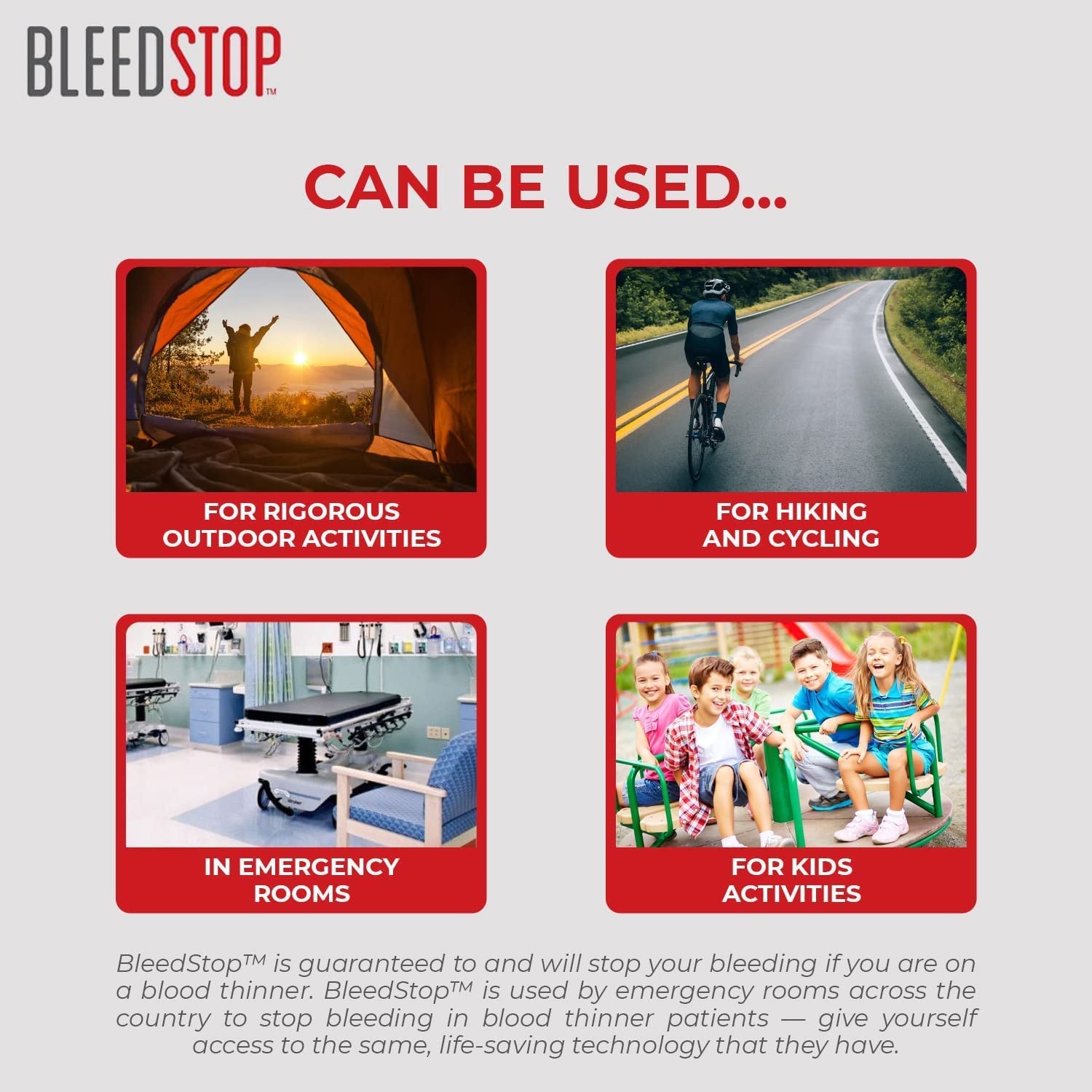 Bleedstop™ First Aid Powder for Blood Clotting, Trauma Kit, Blood Thinner Patients, Camping Safety, and Survival Equipment for Moderate to Severe Bleeding Wounds or Nosebleeds - 4 (15G) Pouches