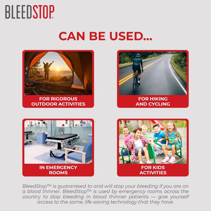 Bleedstop™ First Aid Powder for Blood Clotting, Trauma Kit, Blood Thinner Patients, Camping Safety, and Survival Equipment for Moderate to Severe Bleeding Wounds or Nosebleeds - 4 (15G) Pouches