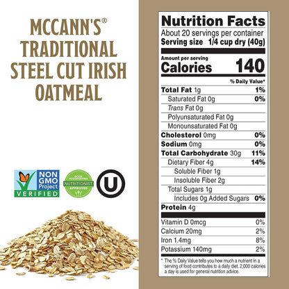 Mccann'S Irish Oatmeal, Traditional Steel Cut Oats, 28 Ounce