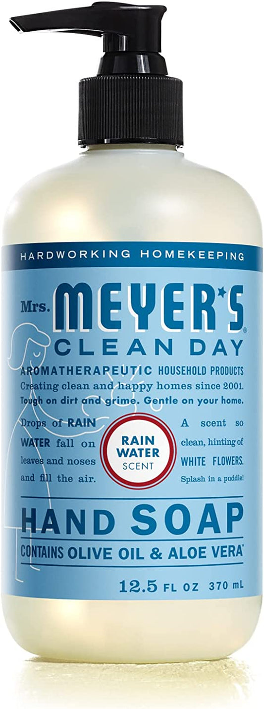 MRS. MEYER’S CLEANDAY Hand Soap, Made with Essential Oils, Biodegradable Formula, Rain Water, 12.5 Fl. Oz