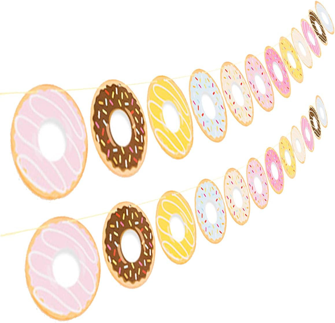 2PCS Donut Party Supplies Party Banners - Donut Food Theme Party/Tea Party Decorations - Doughnut Baby Shower/Birthday Party Garland Wall Decorations Photo Props