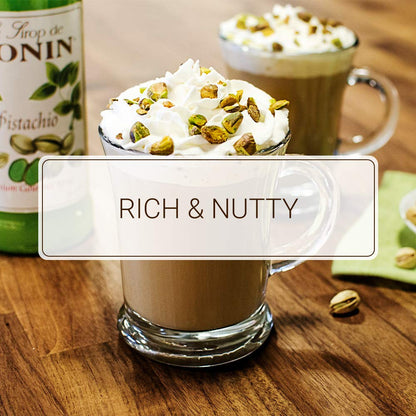 Monin - Pistachio Syrup, Rich and Roasted Pistachio Flavor, Great for Lattes, Mochas, and Dessert Cocktails, Non-Gmo, Gluten-Free (750 Ml)