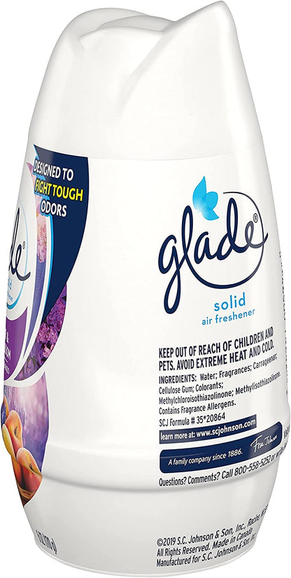 Glade Solid Air Freshener, Deodorizer for Home and Bathroom, Lavender & Peach Blossom, 6 Oz