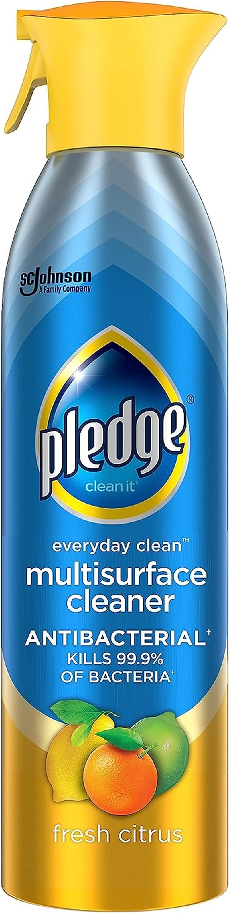 Pledge® Everyday Clean™ Multisurface Antibacterial Cleaner, Aerosol, Fresh Citrus, 9.7 Oz