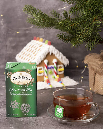 Twinings Christmas Tea and Winter Spice Tea Variety Pack - 1 Caffeinated Spiced Black Tea and 1 Caffeine-Free Spiced Camomile Herbal Tea, Bags Individually Wrapped, 20 Count (Pack of 2)