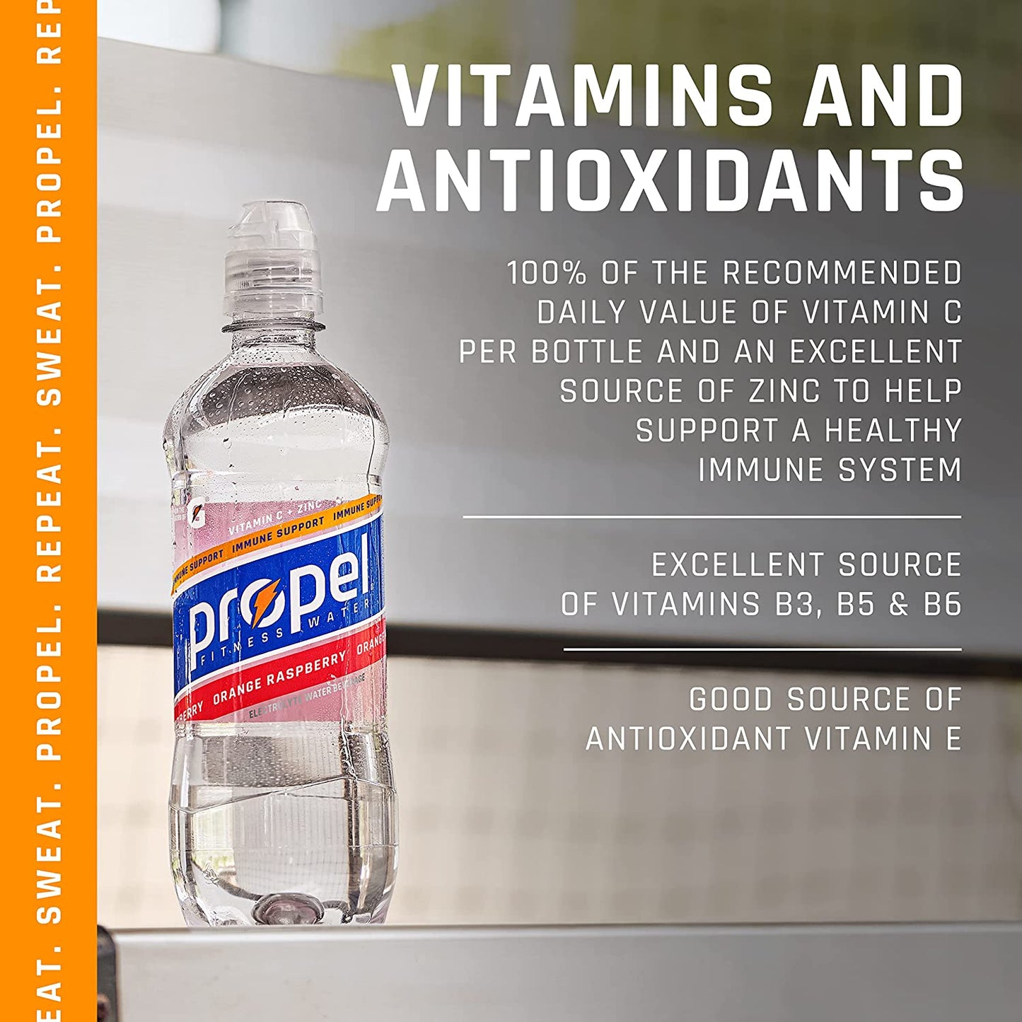 Propel Immune Support with Vitamin C + Zinc, 3 Flavor Variety Pack, 16 Fl Oz (Pack of 12)