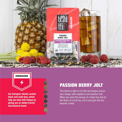 Tiesta Tea - Passion Berry Jolt, Raspberry Passion Fruit Black Tea, Loose Leaf, up to 25 Cups, Make Hot or Iced, Caffeinated, 1.5 Ounce Resealable Pouch