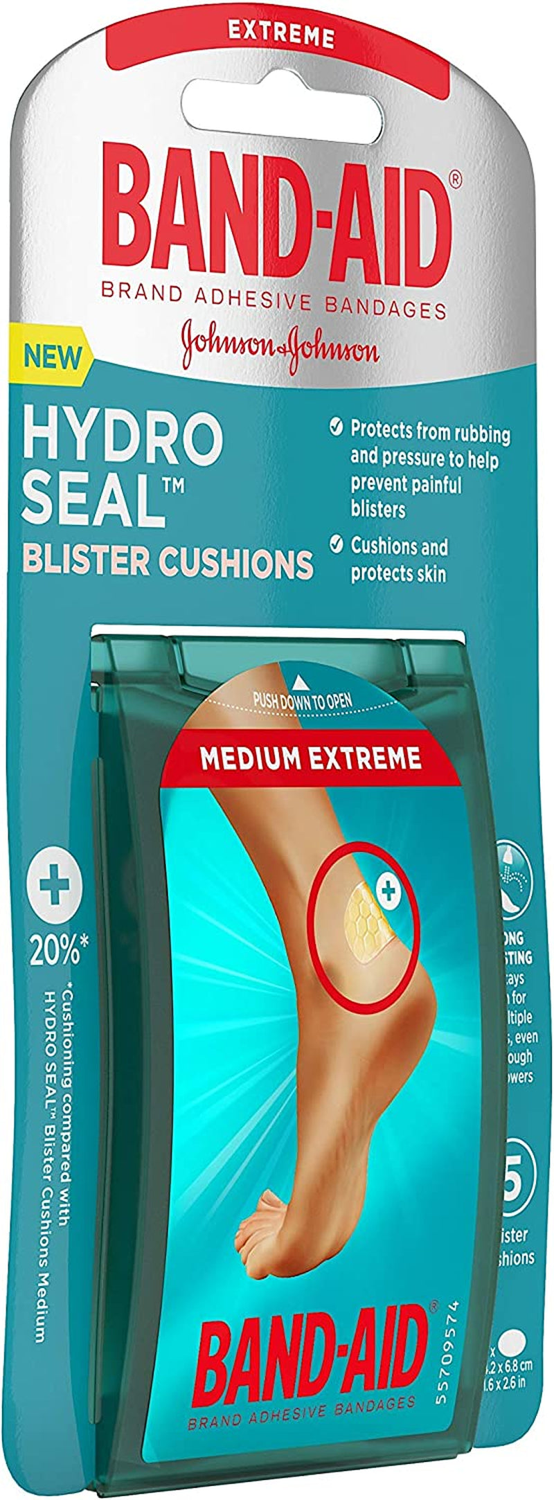 Band-Aid Brand Hydro Seal Blister Cushion Bandages, Waterproof Adhesive Pads, Medium, 5 Ct