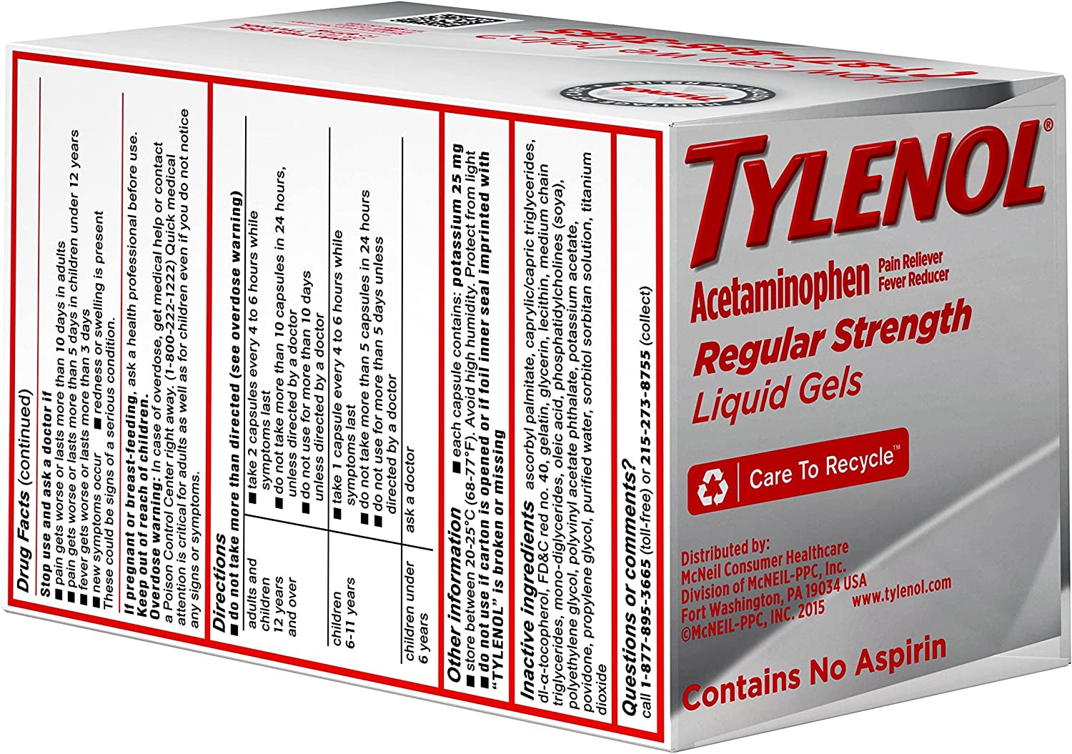 Tylenol Regular Strength Liquid Gels with 325 Mg Acetaminophen, Pain Reliever & Fever Reducer, 90 Ct