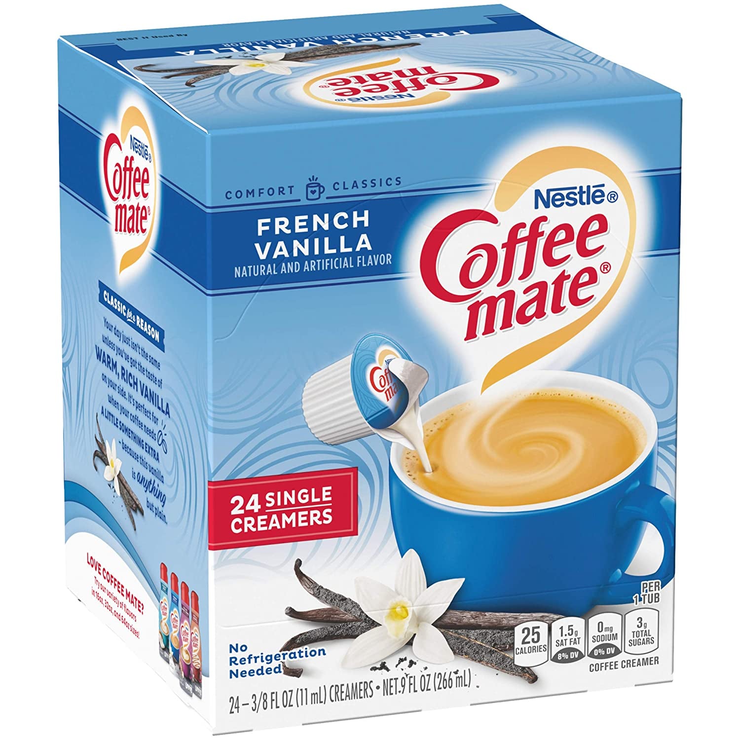 Coffee-Mate Coffee Creamer Liquid Singles, French Vanilla, 24 Count (Pack of 4)