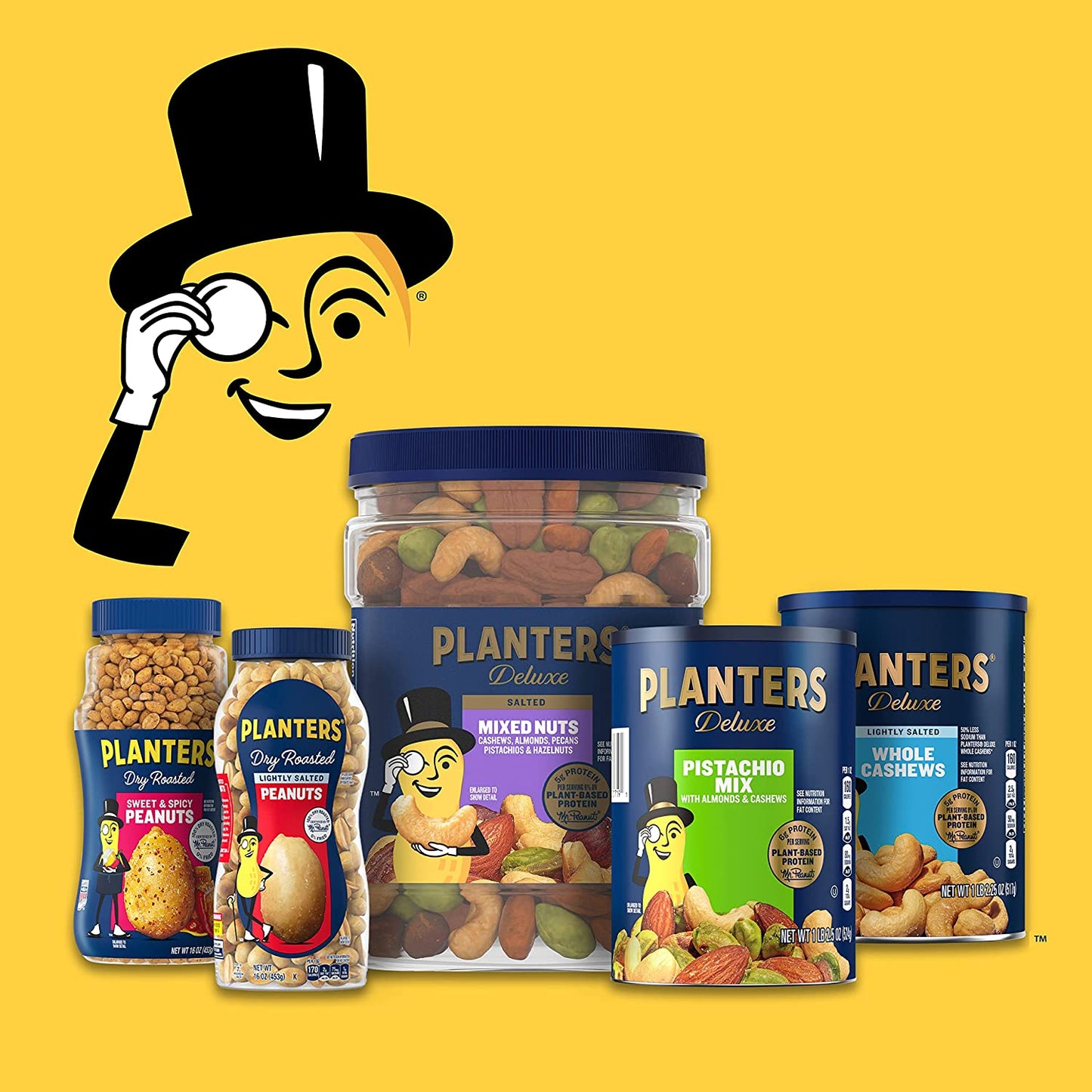 PLANTERS Deluxe Lightly Salted Mixed Nuts, Party Snacks, Plant-Based Protein 15.25Oz (1 Canister)