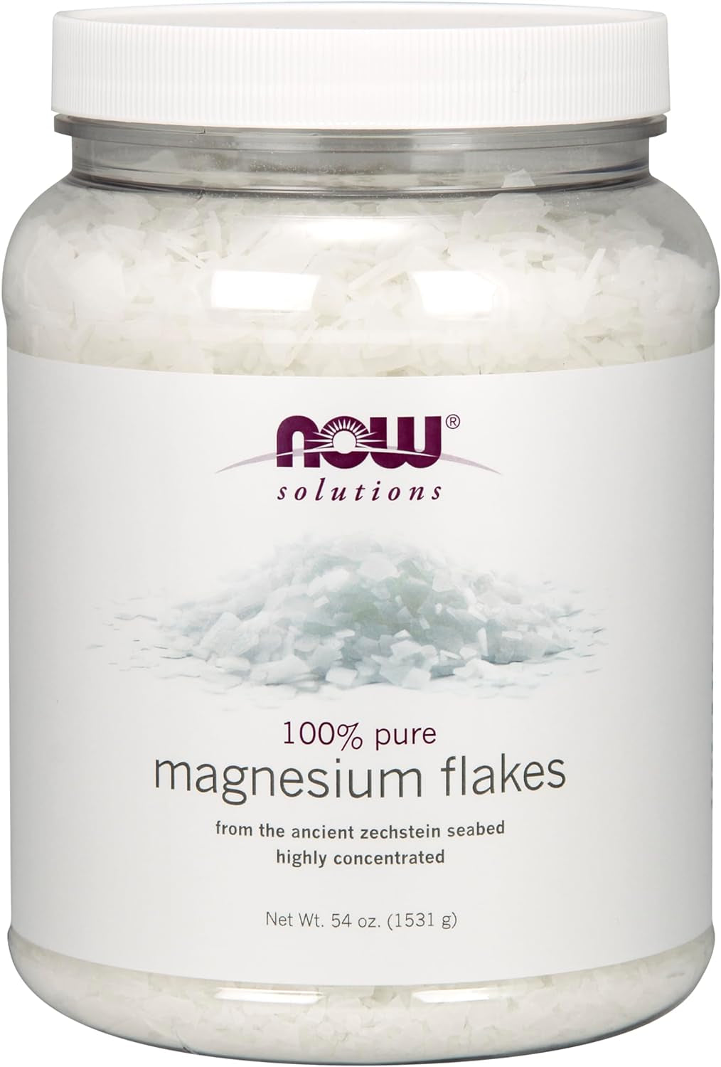 NOW Solutions, Magnesium Flakes, 100% Pure, from the Ancient Zechstein Seabed, Highly Concentrated, 54-Ounce