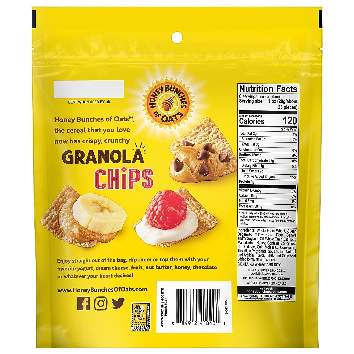 Honey Bunches of Oats Granola Chips, Honey Roasted, 6 OZ Bag