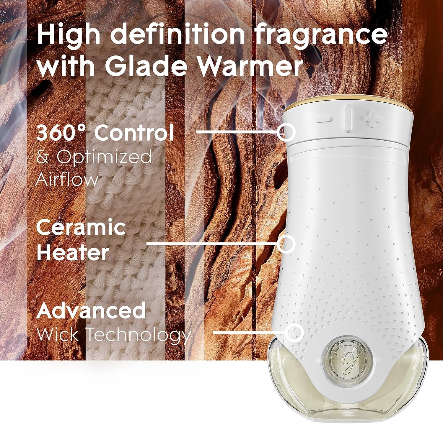 Glade Plugins Refills Air Freshener Starter Kit, Scented Oil for Home and Bathroom, Cashmere Woods, 0.67 Fl Oz, 1 Warmer + 1 Refill