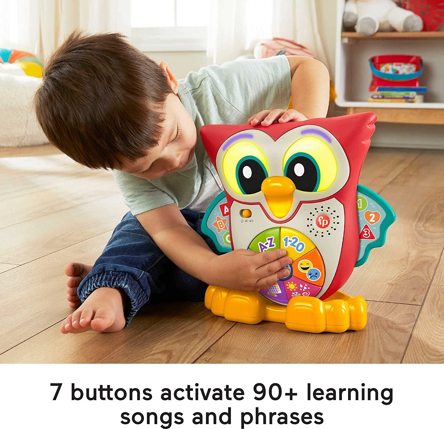 Fisher-Price Linkimals Toddler Learning Toy Light-Up & Learn Owl with Interactive Lights Music & Motion for Ages 18+ Months