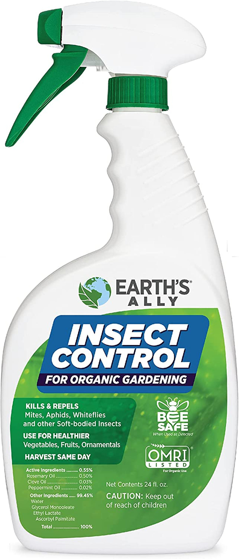 Earth'S Ally Insect Control for Plants | Safe Outdoor & Indoor Plant Insecticide, Spider Mite, Aphid & Mealybug Killer - Effective Spray for Organic Garden & Household Plants, Ready-To-Use, 24Oz