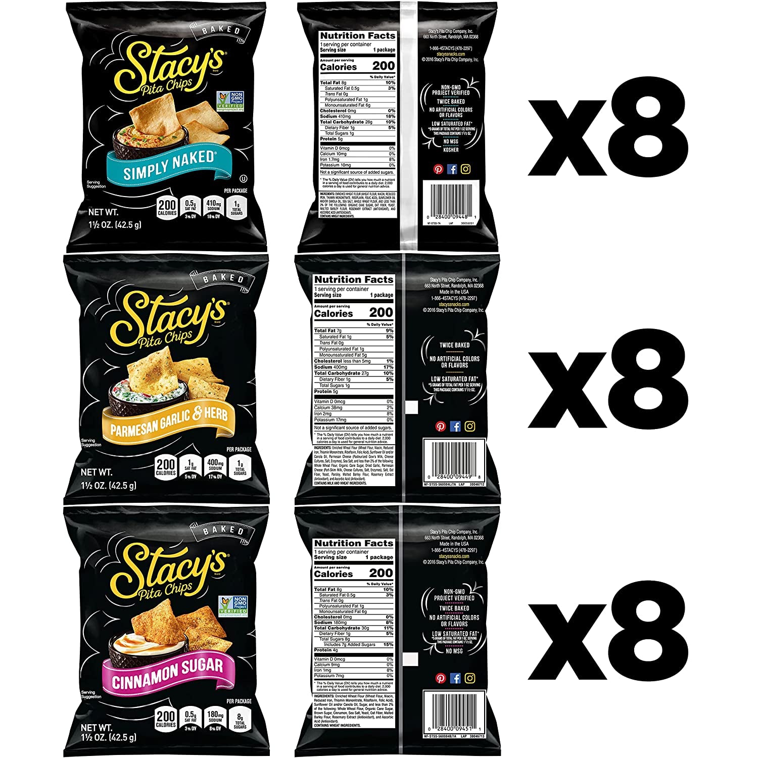 Stacy'S Pita Chips Variety Pack, 1.5 Ounce (Pack of 24)