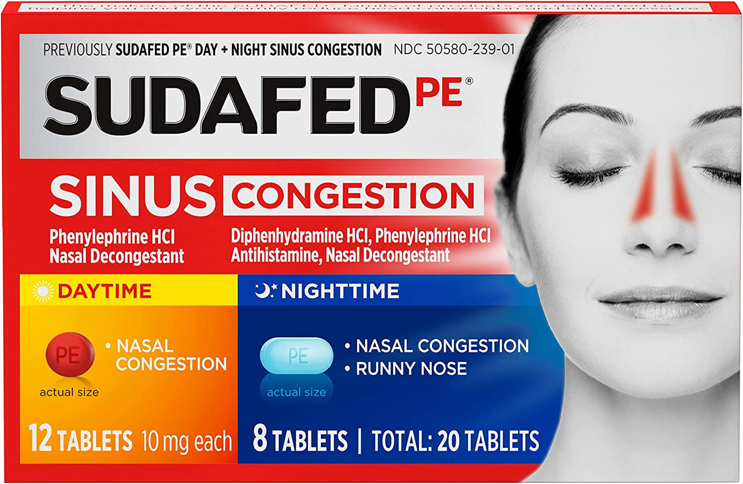 Sudafed PE Day and Night Sinus Pressure & Congestion Tablets, 20 Count