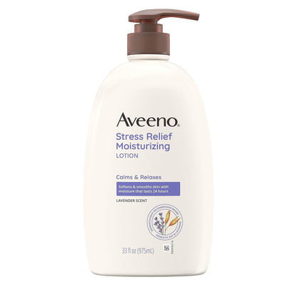 Aveeno Stress Relief Moisturizing Body Lotion with Lavender, Natural Oatmeal and Chamomile & Ylang-Ylang Essential Oils to Calm & Relax, 33 Fl. Oz