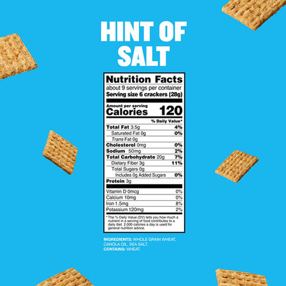 Triscuit Hint of Sea Salt Whole Grain Wheat Crackers, Vegan Crackers, 8.5 Oz