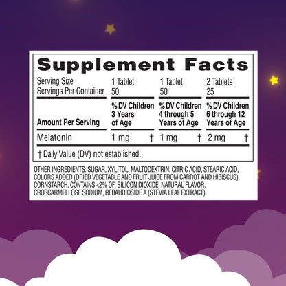 Zarbee'S Kids 1Mg Melatonin Chewable Tablet Drug-Free & Effective Sleep Supplement Easy to Take Natural Grape Flavor Tablets for Children Ages 3 and up 50 Count