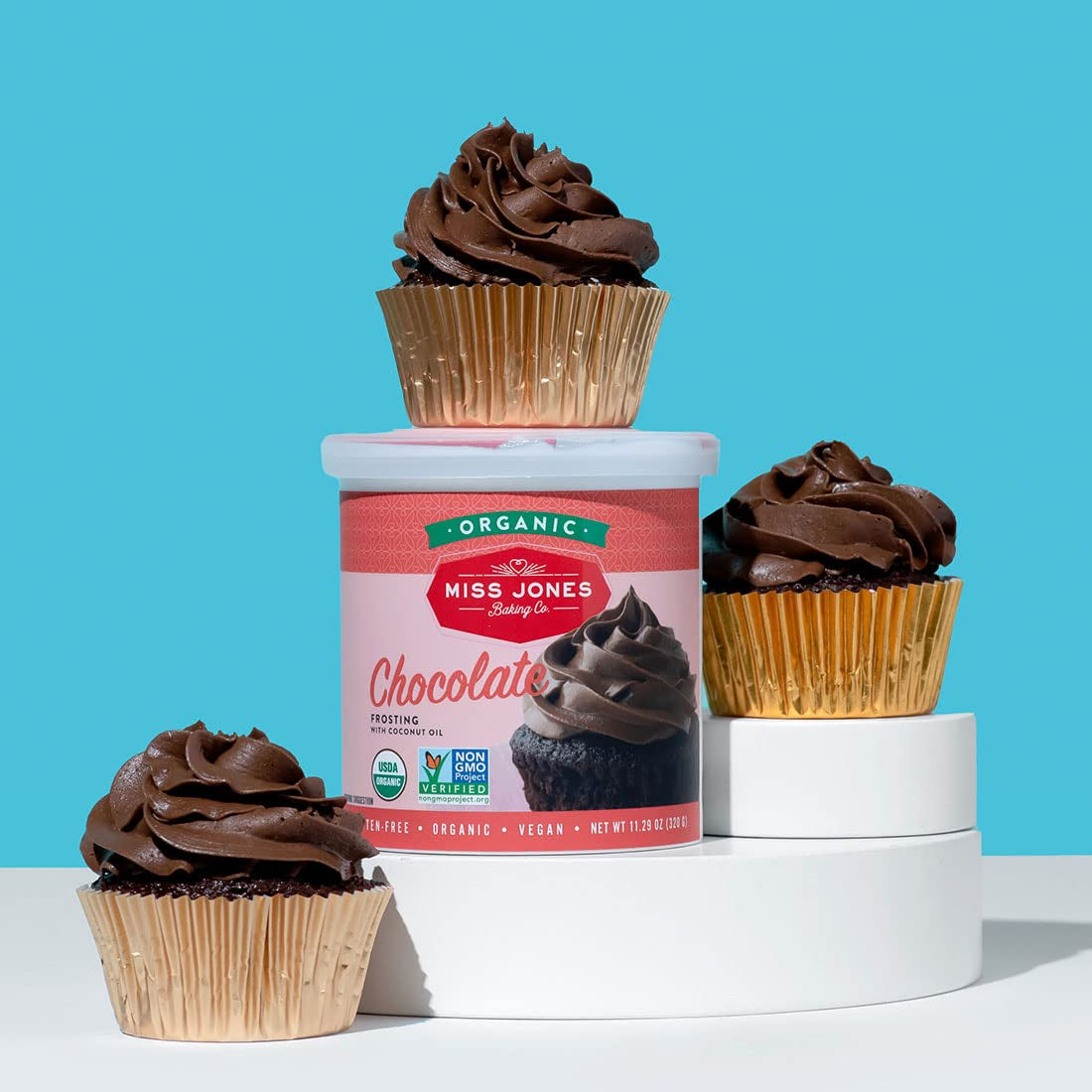 Miss Jones Baking Organic Buttercream Frosting, Perfect for Icing and Decorating, Vegan-Friendly: Rich Fudge Chocolate (Pack of 1)