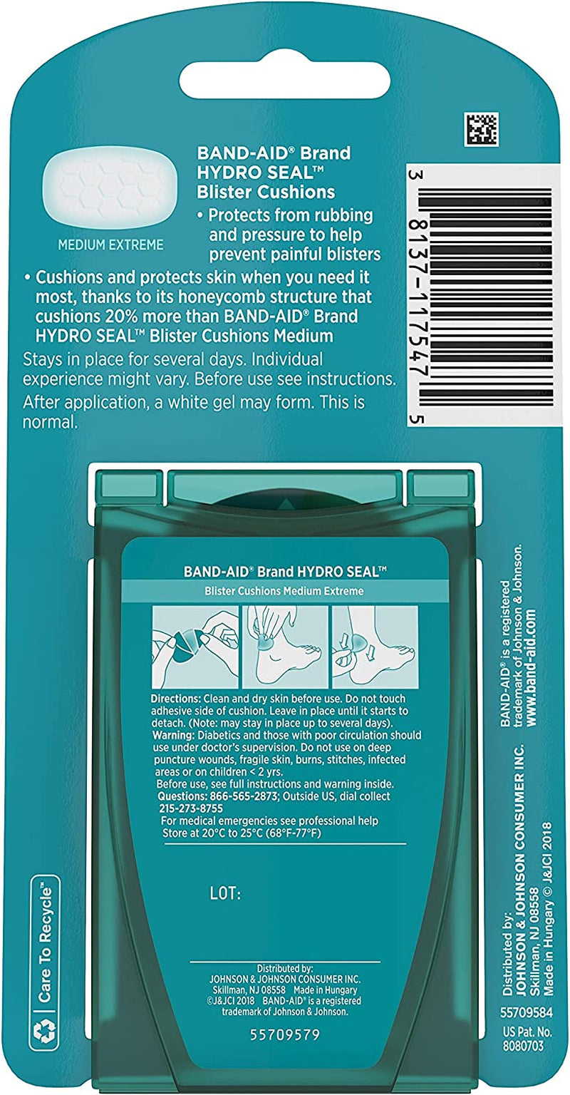 Band-Aid Brand Hydro Seal Blister Cushion Bandages, Waterproof Adhesive Pads, Medium, 5 Ct