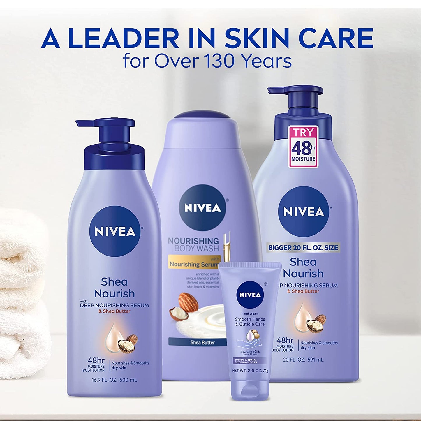 NIVEA Shea Nourish Body Lotion, Dry Skin Lotion with Shea Butter, 16.9 Fl Oz Pump Bottle